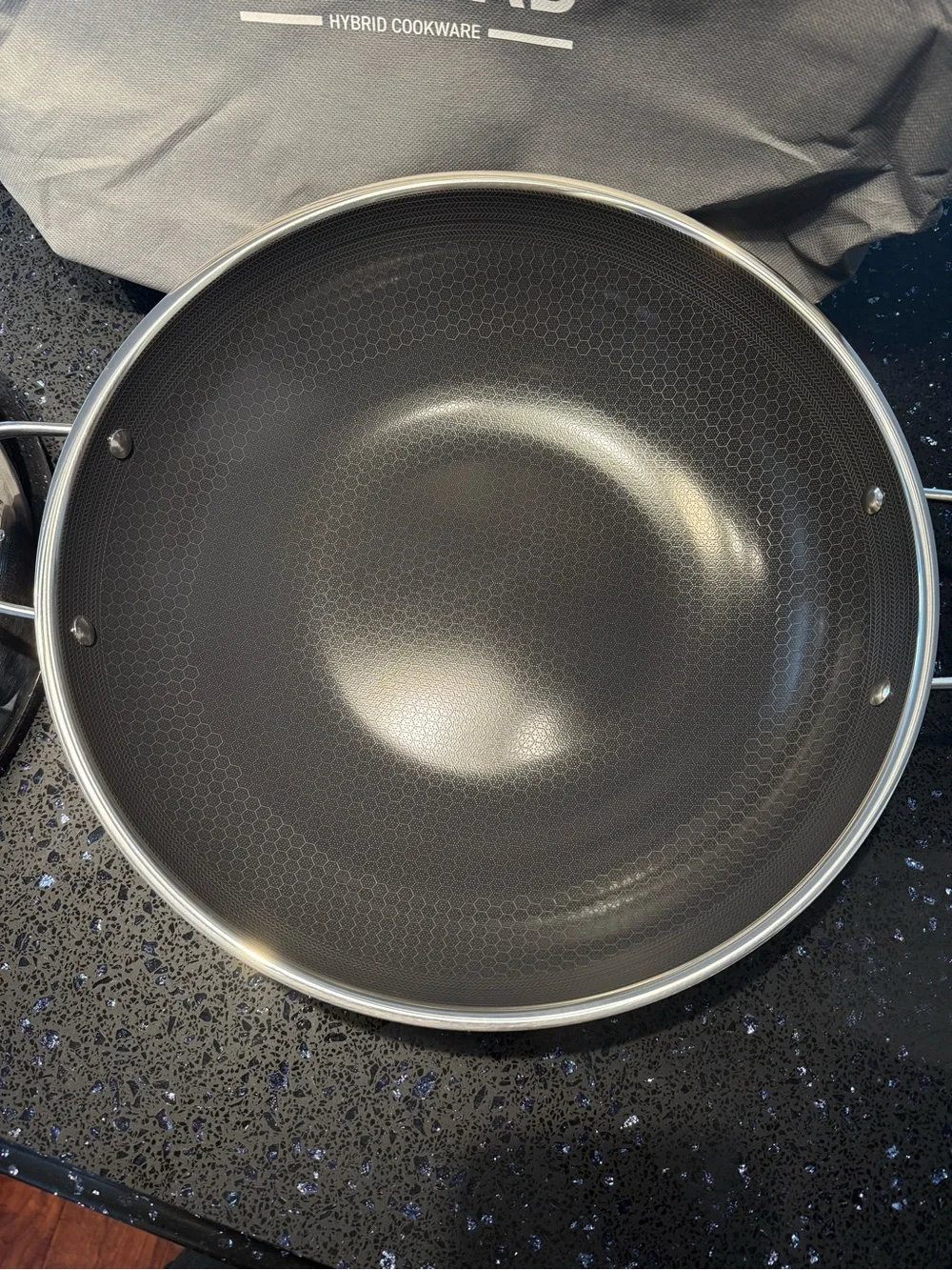 HexClad Stainless Steel Nonstick Wok with Lid - Silver
